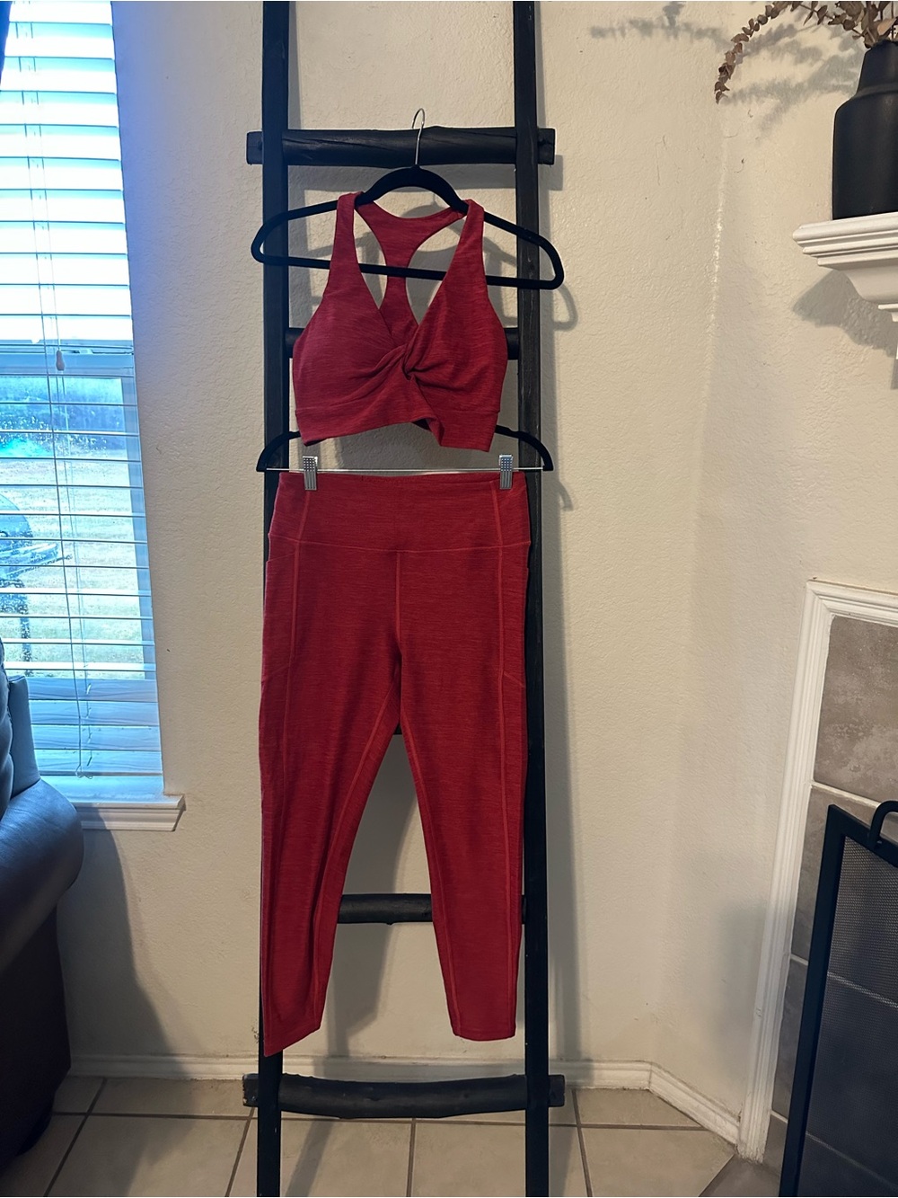 Victoria's Secret Red High-Waist Leggings (Med) & Twist-Front Sports Bra (Lg)